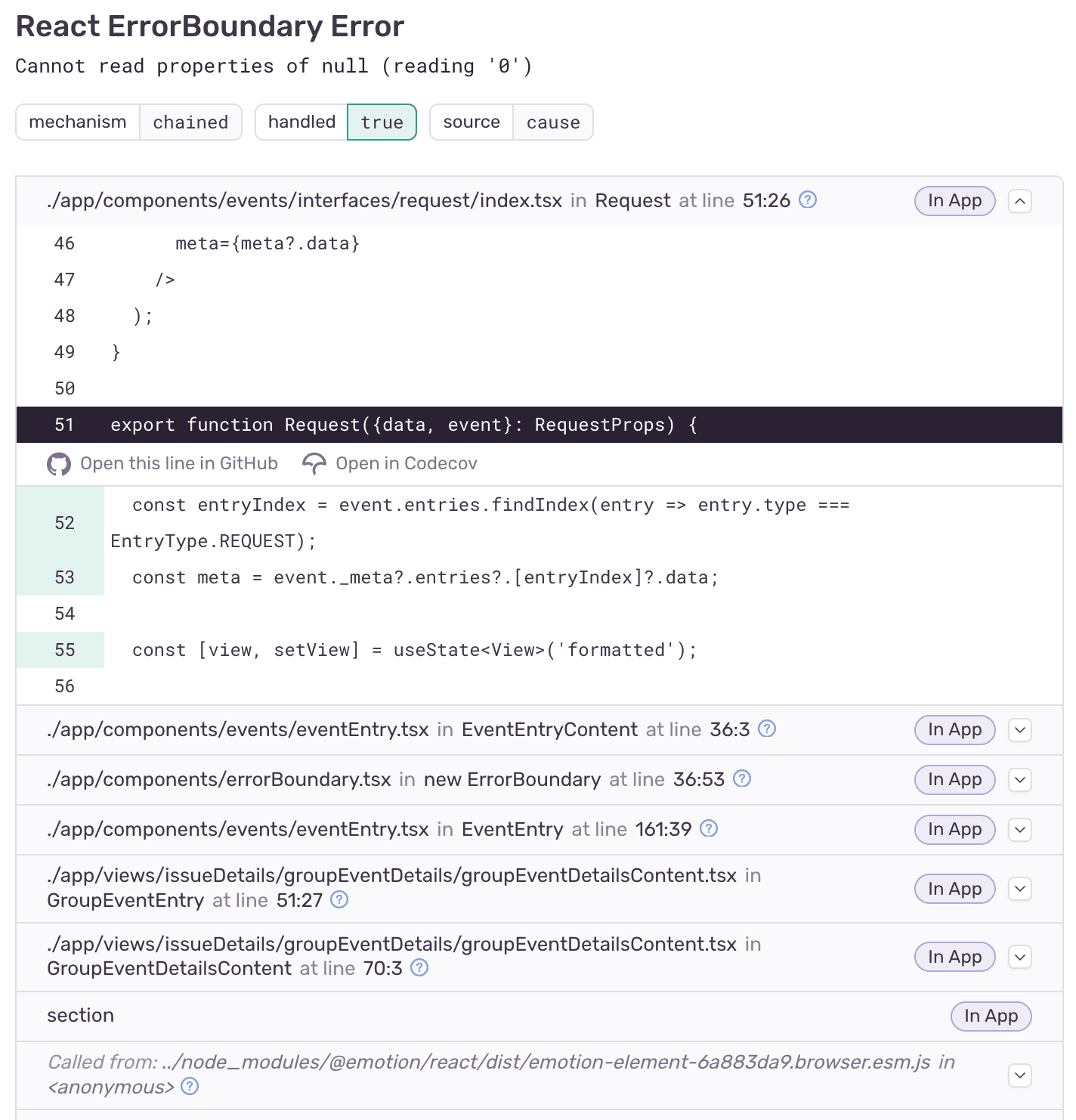 React 错误边界堆栈跟踪